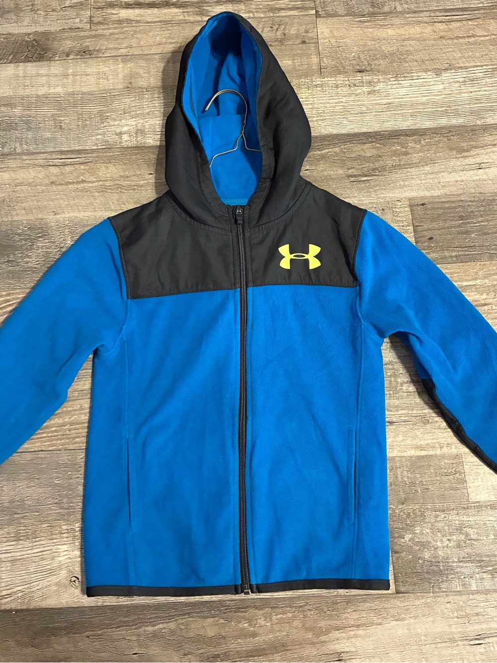 Under Armour Blue & Black Kids' Full-Zip Hoodie with Yellow Logo